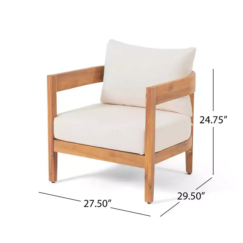 Ensemble de conversation d'extérieur Christopher Knight Home Brooklyn en bois d'acacia 4 pièces avec coussins