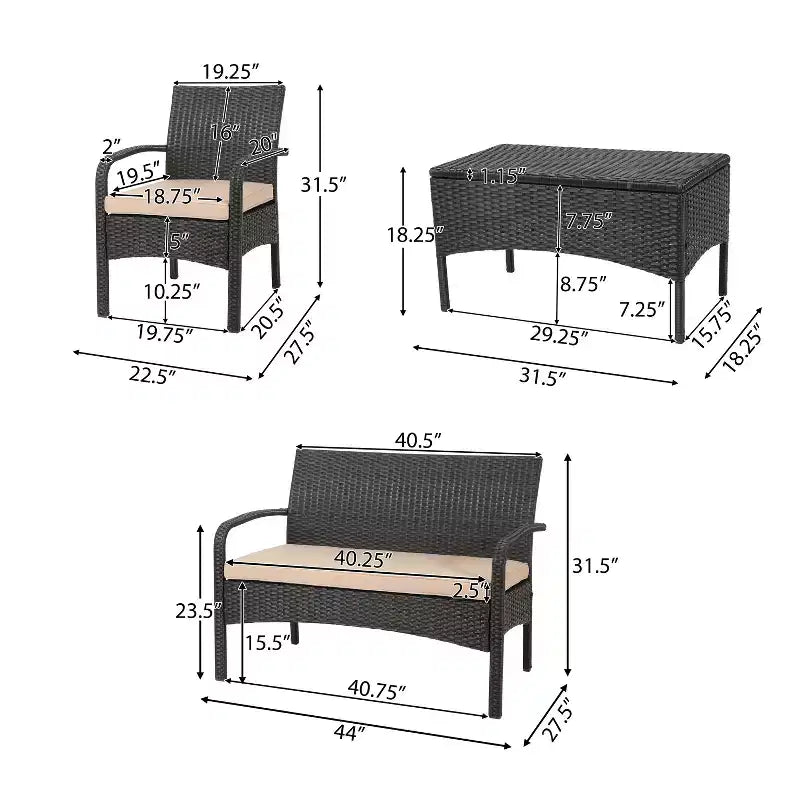 Ensemble de conversation d'extérieur 8 places GDFStudio Kilburn en osier et fer avec coussins