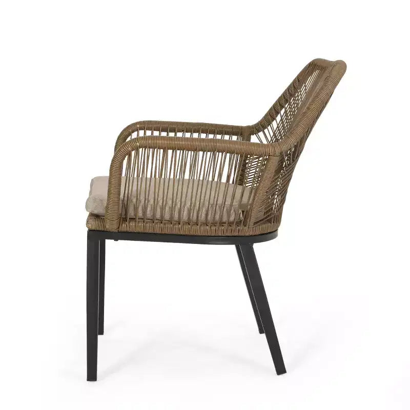 GDFStudio Fromberg, ensemble de conversation extérieur 3 pièces en osier avec coussins, brun clair/beige