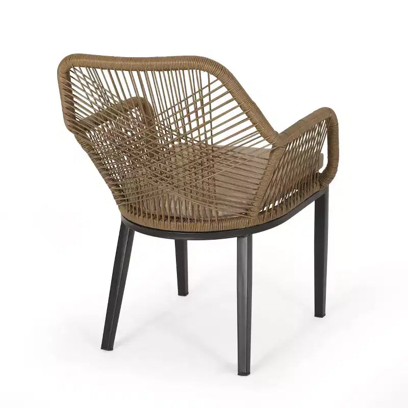 GDFStudio Fromberg, ensemble de conversation extérieur 3 pièces en osier avec coussins, brun clair/beige