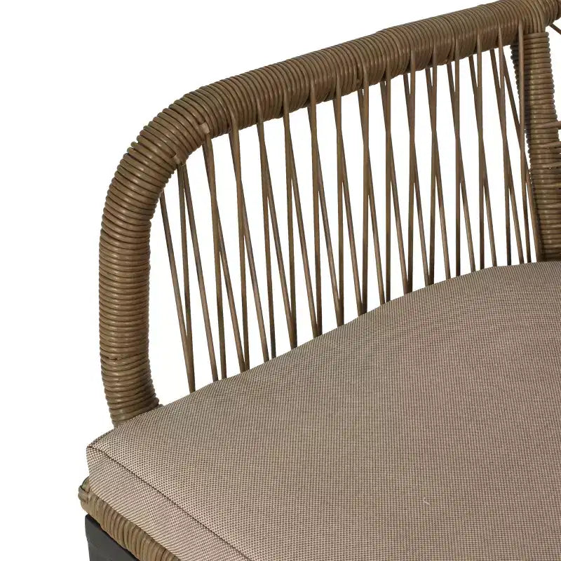 GDFStudio Fromberg, ensemble de conversation extérieur 3 pièces en osier avec coussins, brun clair/beige