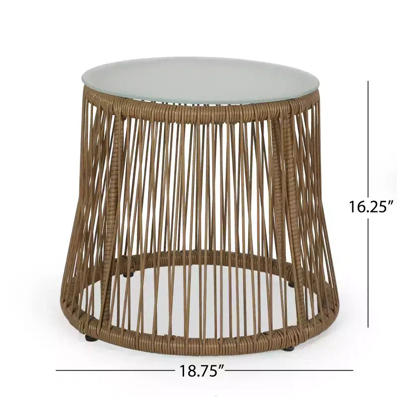 GDFStudio Fromberg, ensemble de conversation extérieur 3 pièces en osier avec coussins, brun clair/beige