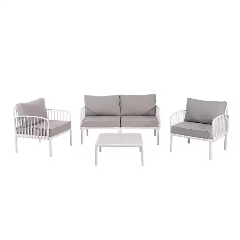Christopher Knight Home Leah Ensembles de conversation d'extérieur 4 places en plastique et verre avec coussins