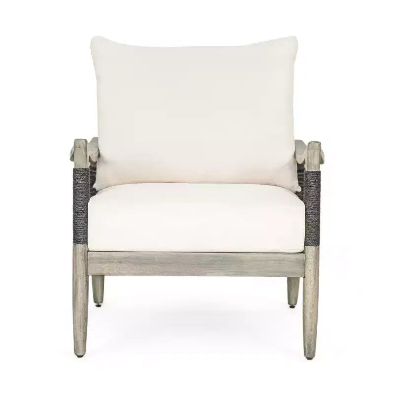 Christopher Knight Home Abell Ensemble de 4 fauteuils rembourrés d'extérieur en corde tressée et bois d'acacia