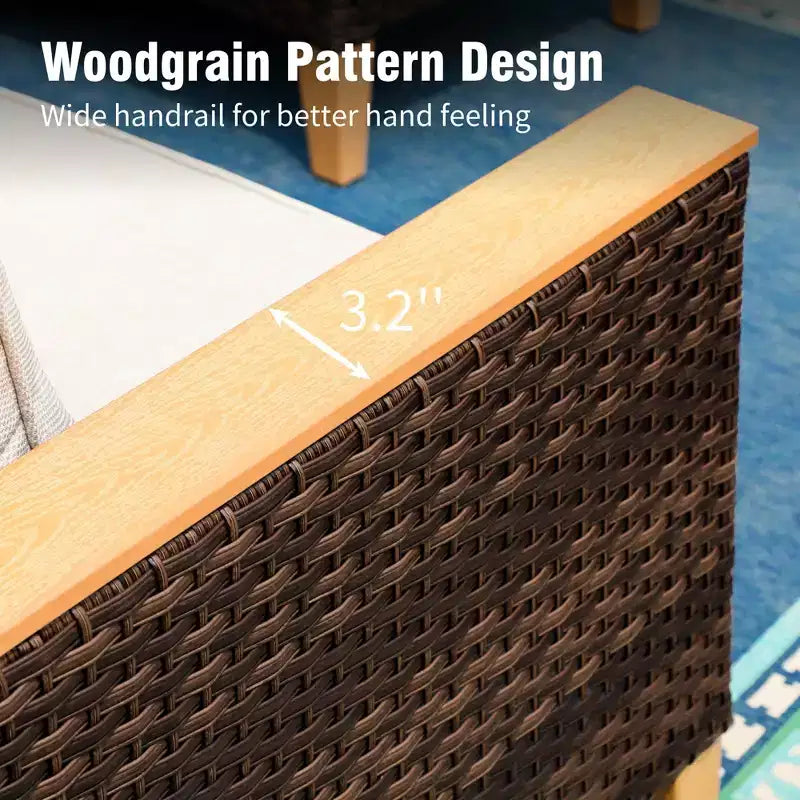 Captiva Designs Salon de jardin en rotin 7 pièces avec pouf rembourré