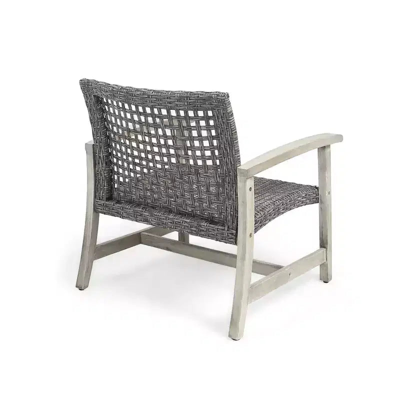 Christopher Knight Home Breakwater Ensemble de conversation 4 places en bois d'acacia et osier avec foyer de 50 000 BTU