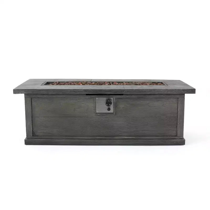 Christopher Knight Home Breakwater Ensemble de conversation 4 places en bois d'acacia et osier avec foyer de 50 000 BTU