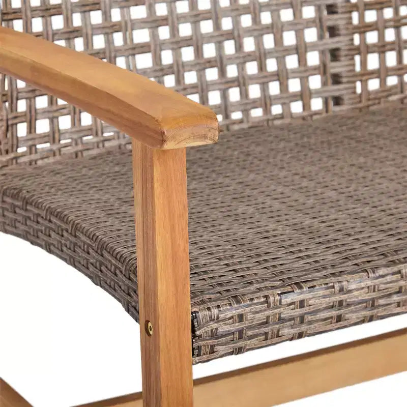 Christopher Knight Home Breakwater Ensemble de conversation 4 places en bois d'acacia et osier avec foyer de 50 000 BTU