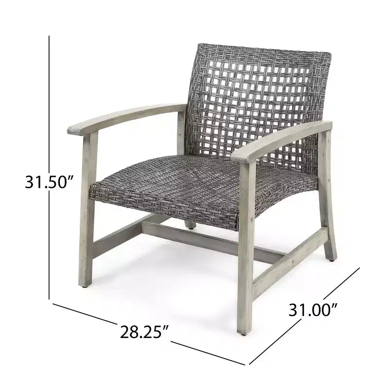 Ensemble de 5 pièces GDFStudio Jennings en bois d'acacia et osier pour salon de jardin et foyer