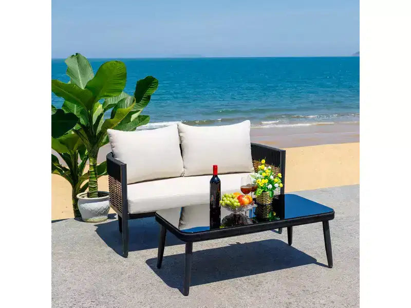 Ensemble table et bancs Harrison – Intérieur/Extérieur – PAT7741 – Safavieh