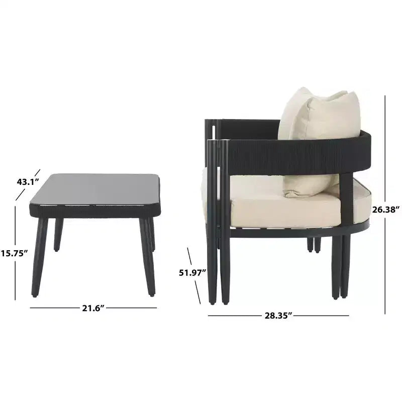 Ensemble de patio table et banc Viola - Intérieur/Extérieur - PAT7751 - Safavieh