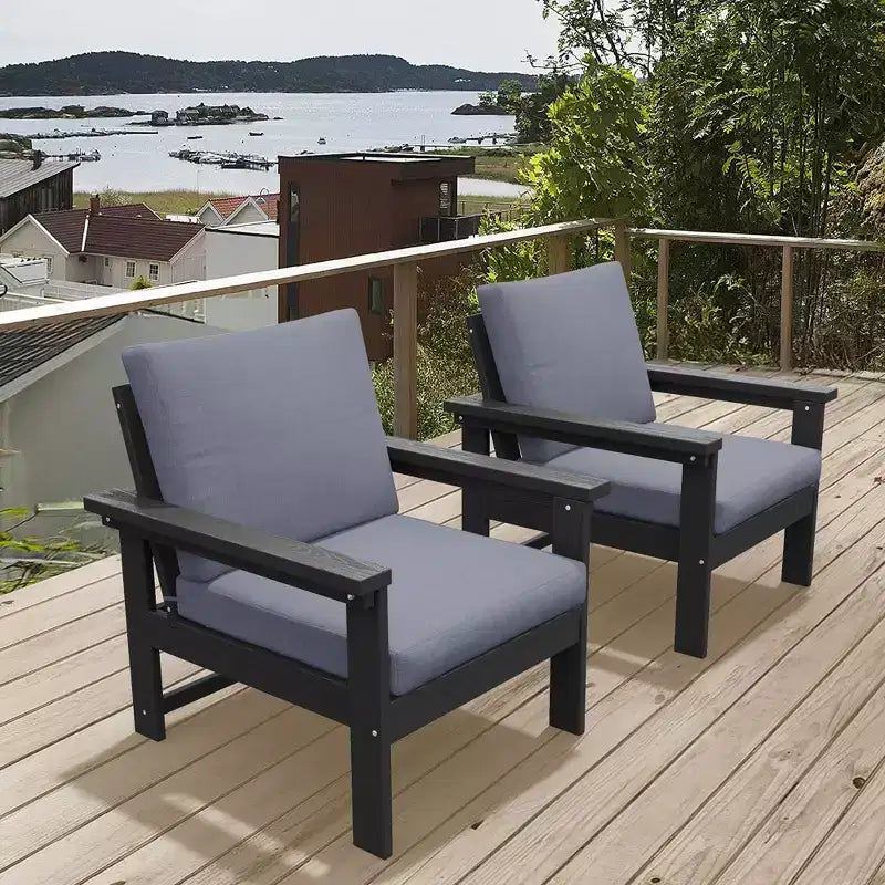 Hyleory Ensemble de mobilier d'extérieur de luxe avec coussins – Conception robuste en PEHD pour un confort optimal