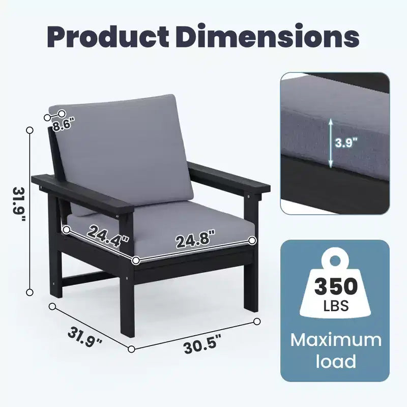 Hyleory Ensemble de mobilier d'extérieur de luxe avec coussins – Conception robuste en PEHD pour un confort optimal