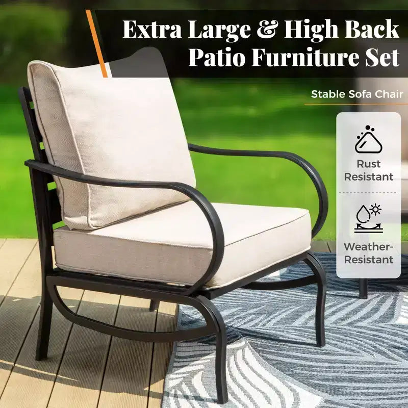Ensemble de conversation de 7 meubles de patio en métal Captiva Designs avec fauteuils pour jardin, porche ou arrière-cour