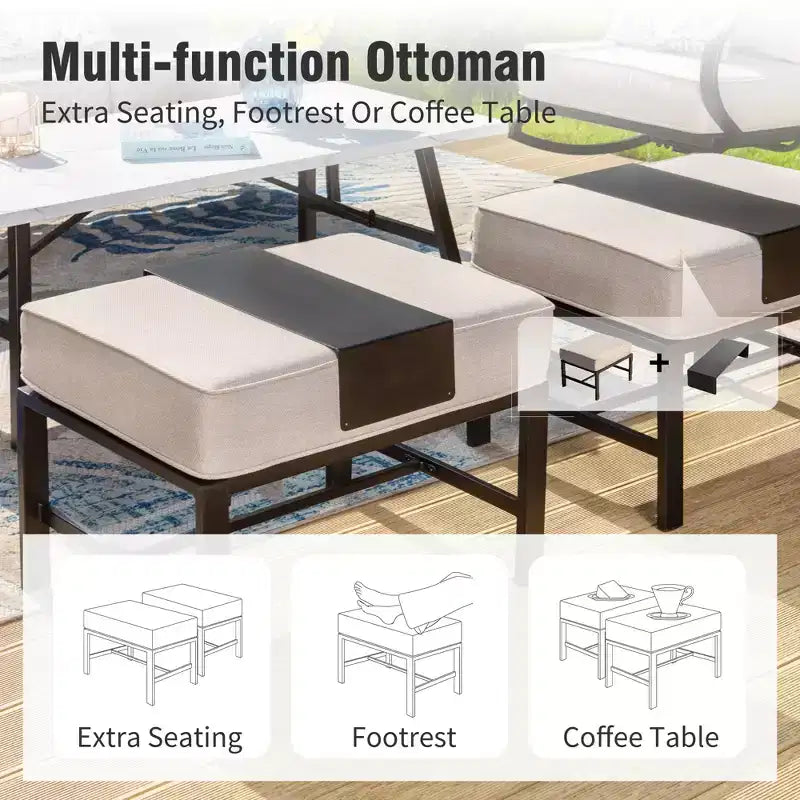 Ensemble de conversation de 7 meubles de patio en métal Captiva Designs avec fauteuils pour jardin, porche ou arrière-cour