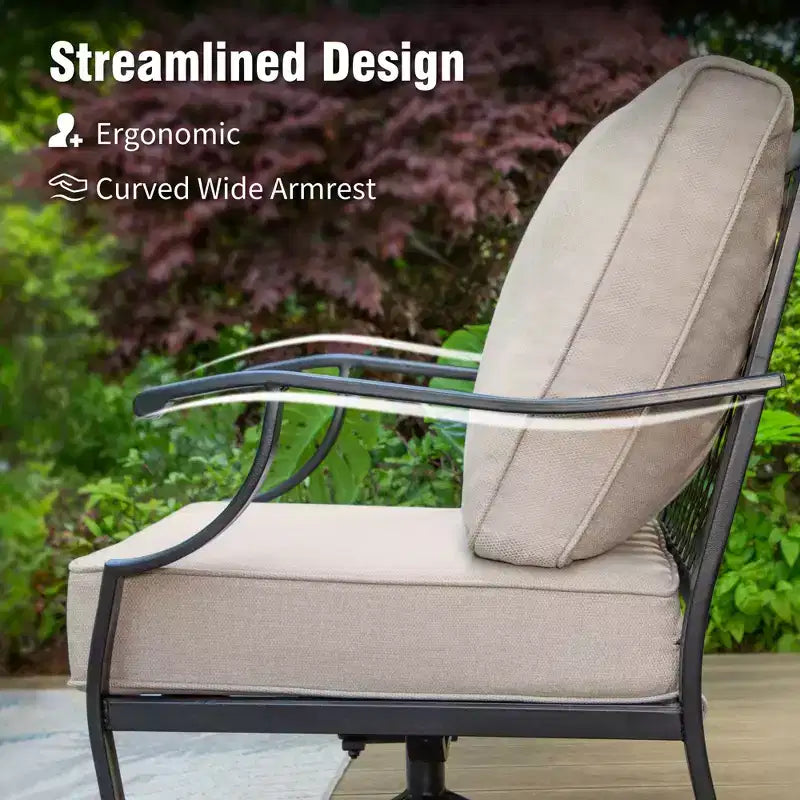 Captiva Designs Ensemble de conversation d'extérieur 4 pièces extra large en métal avec fauteuils pour jardin, piscine, arrière-cour