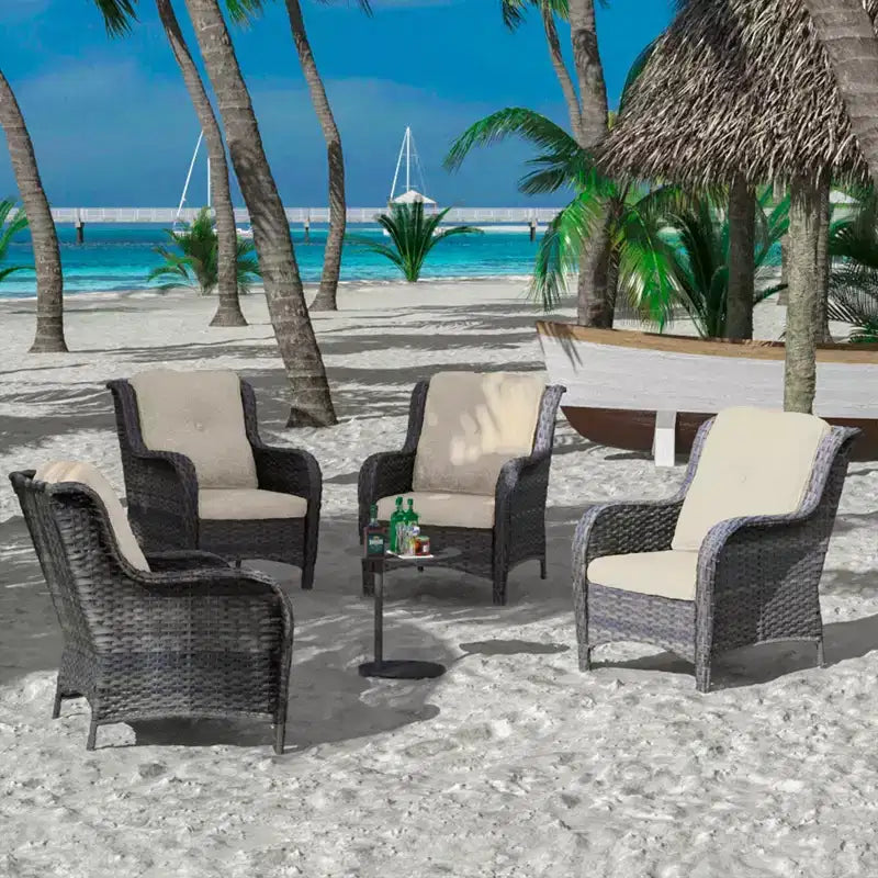 Ensemble de 4 fauteuils UPTIOT avec coussins