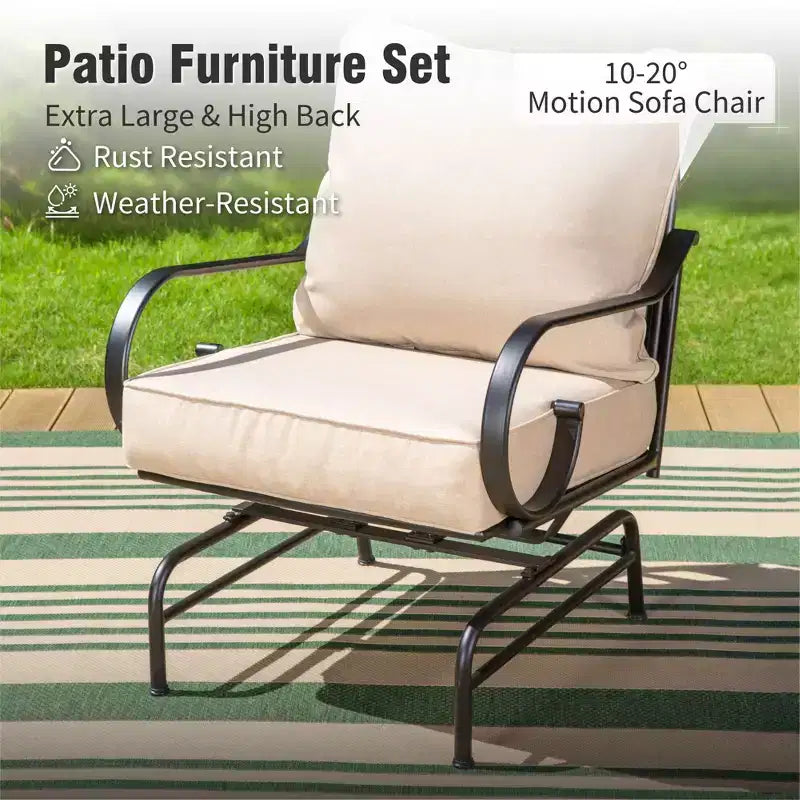 Ensemble de foyer d'extérieur Captiva Designs 4 pièces extra large en métal pour patio avec chaises à dossier basculant