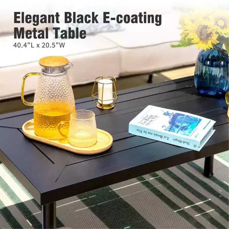 Ensemble de foyer d'extérieur Captiva Designs 4 pièces extra large en métal pour patio avec chaises à dossier basculant