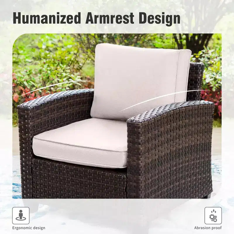 Captiva Designs Ensemble de 8 meubles de jardin en rotin tressé avec canapé rembourré, brasero, poufs et fauteuils individuels