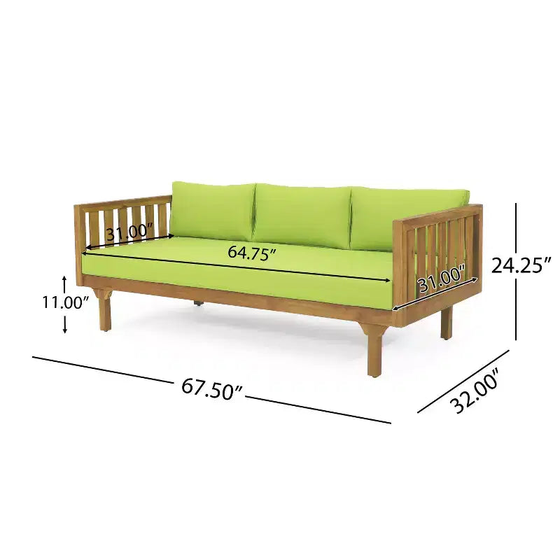 Christopher Knight Home Panfilo Lit de repos 3 places rembourré en bois d'acacia avec table basse