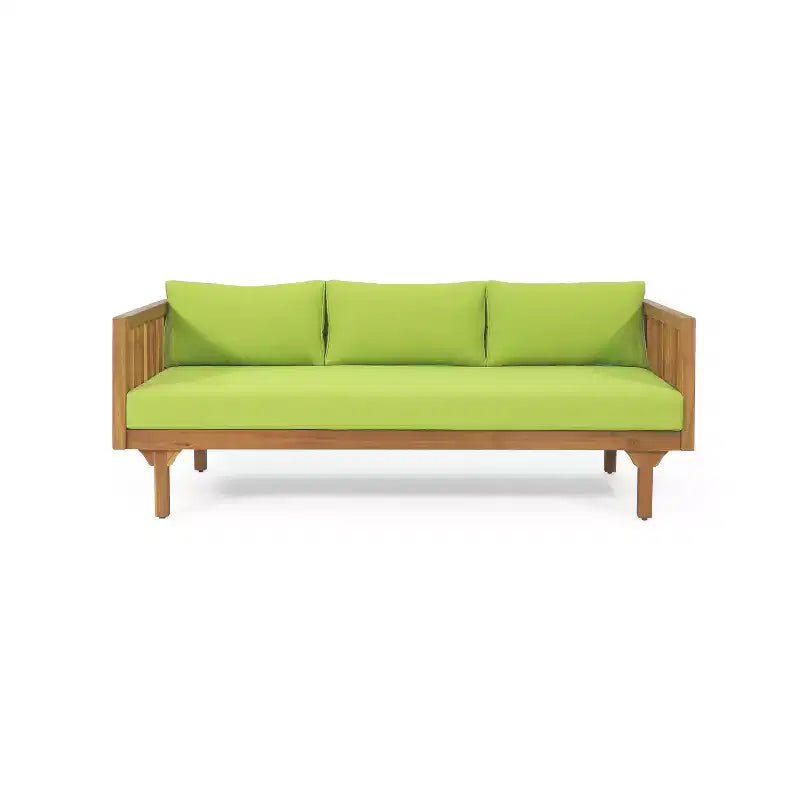 Christopher Knight Home Panfilo Lit de repos 3 places rembourré en bois d'acacia avec table basse