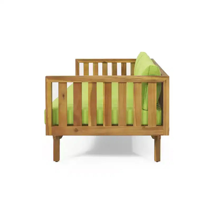 Christopher Knight Home Panfilo Lit de repos 3 places rembourré en bois d'acacia avec table basse