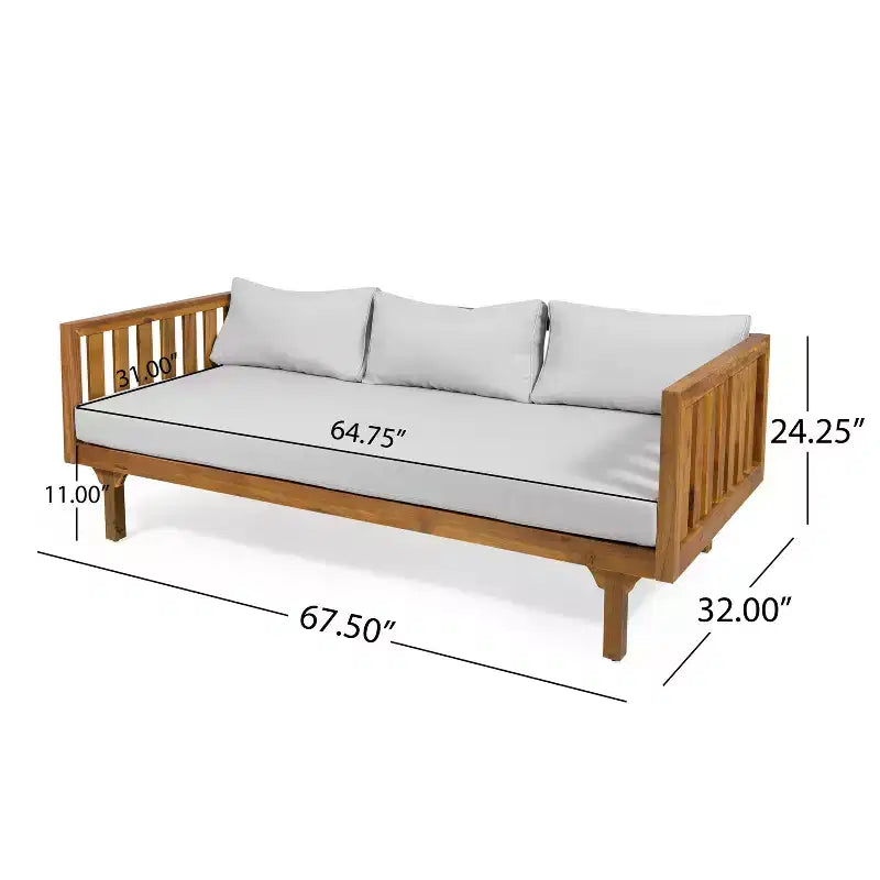 Christopher Knight Home Panfilo Lit de repos 3 places rembourré en bois d'acacia avec table basse