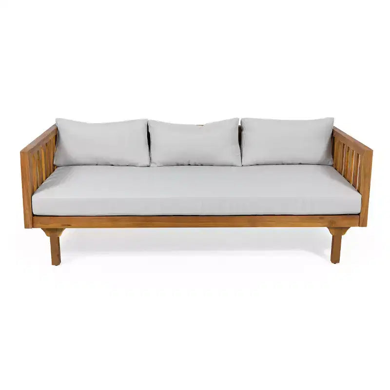 Christopher Knight Home Panfilo Lit de repos 3 places rembourré en bois d'acacia avec table basse