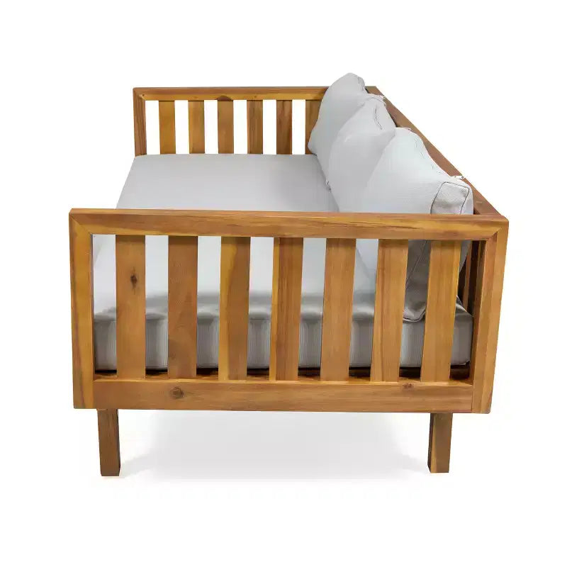 Christopher Knight Home Panfilo Lit de repos 3 places rembourré en bois d'acacia avec table basse