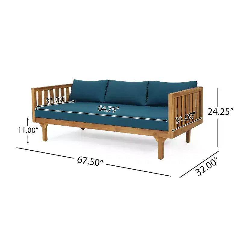 Christopher Knight Home Panfilo Lit de repos 3 places rembourré en bois d'acacia avec table basse