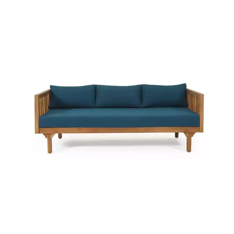 Christopher Knight Home Panfilo Lit de repos 3 places rembourré en bois d'acacia avec table basse