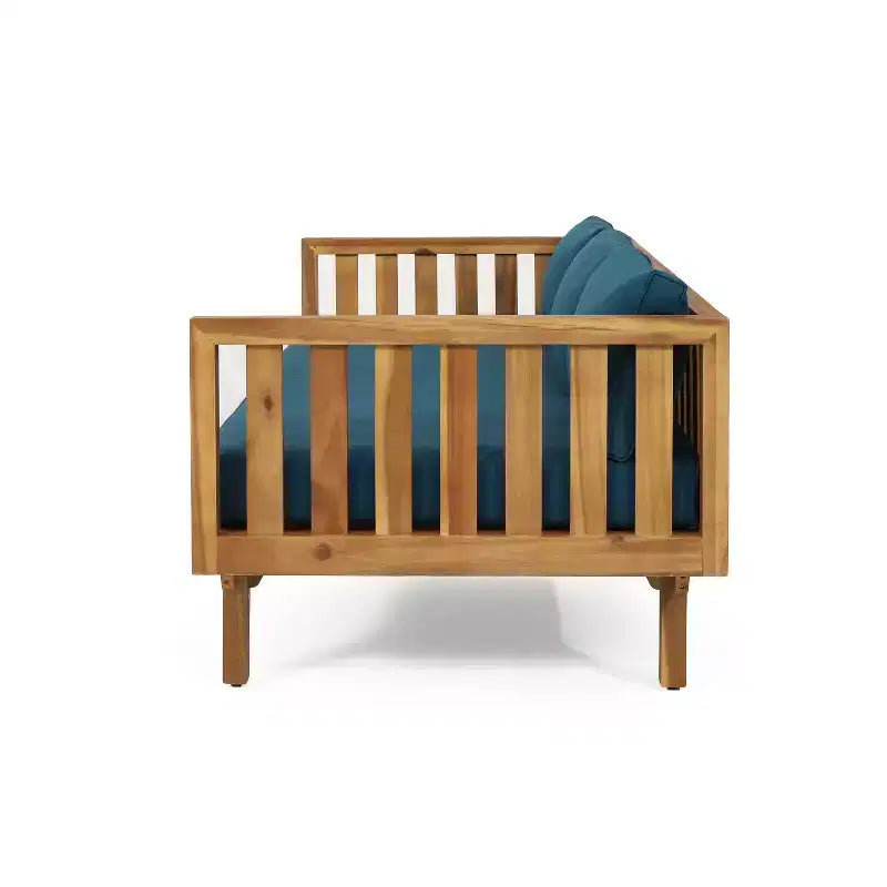 Christopher Knight Home Panfilo Lit de repos 3 places rembourré en bois d'acacia avec table basse