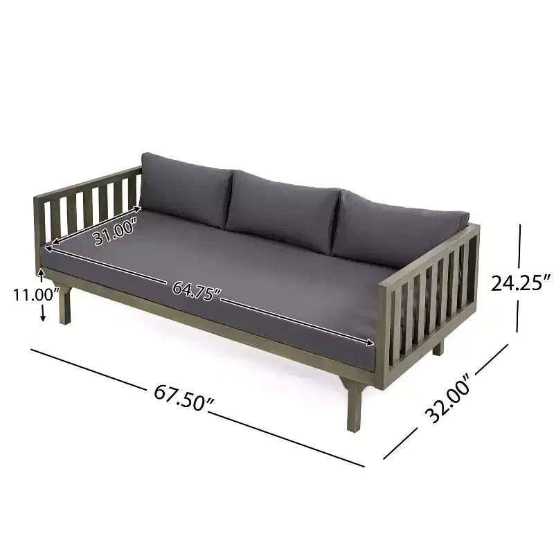 Christopher Knight Home Panfilo Lit de repos 3 places rembourré en bois d'acacia avec table basse