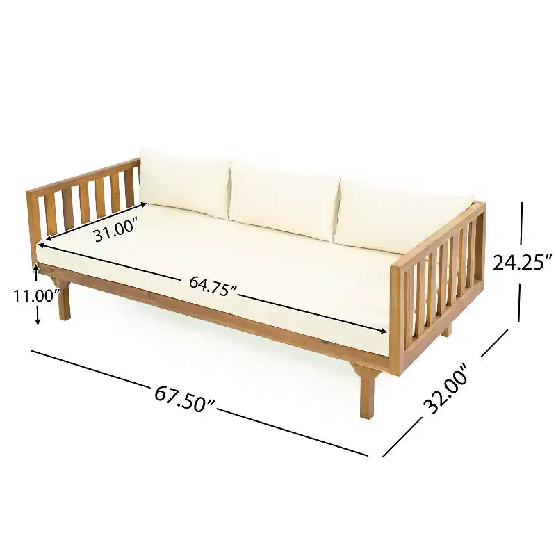 Christopher Knight Home Panfilo Lit de repos 3 places rembourré en bois d'acacia avec table basse