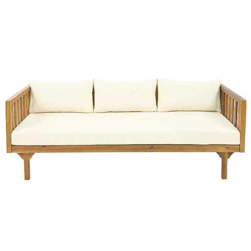 Christopher Knight Home Panfilo Lit de repos 3 places rembourré en bois d'acacia avec table basse