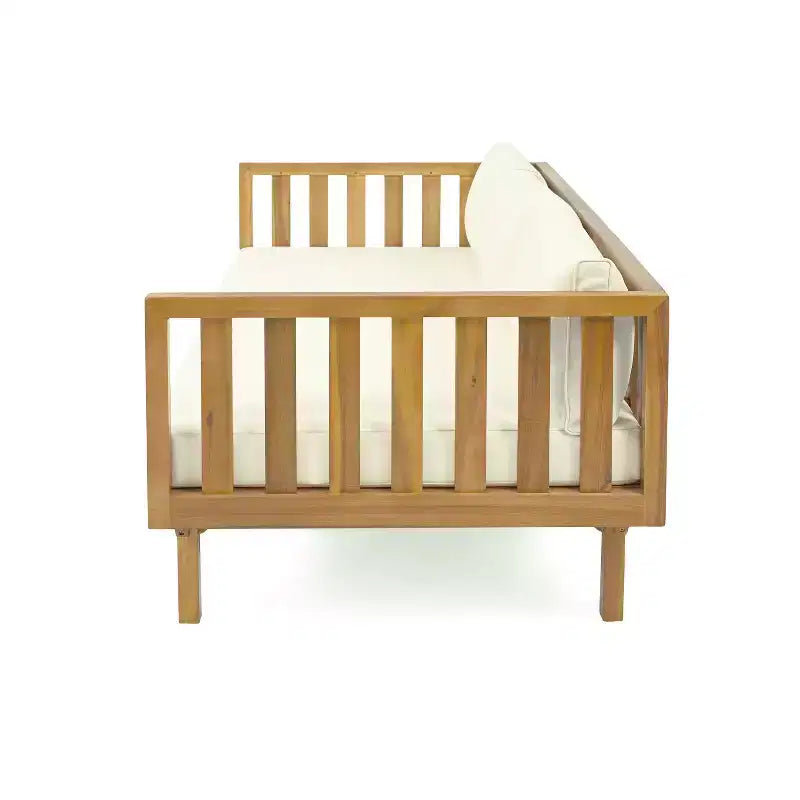 Christopher Knight Home Panfilo Lit de repos 3 places rembourré en bois d'acacia avec table basse