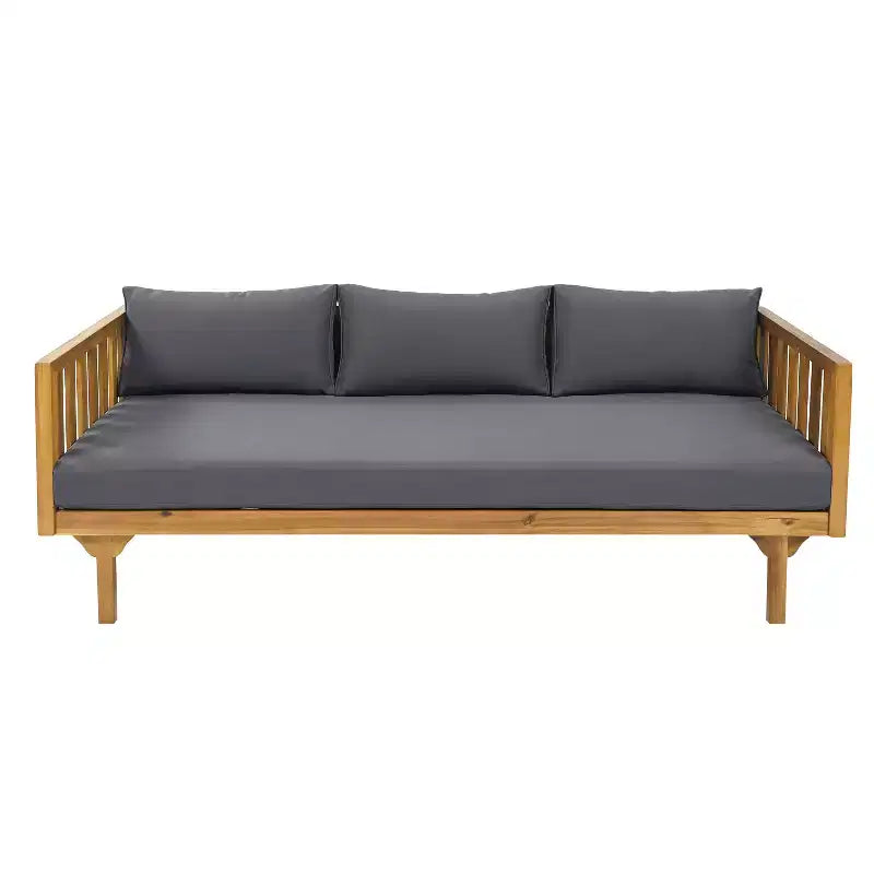 Christopher Knight Home Panfilo Lit de repos 3 places rembourré en bois d'acacia avec table basse