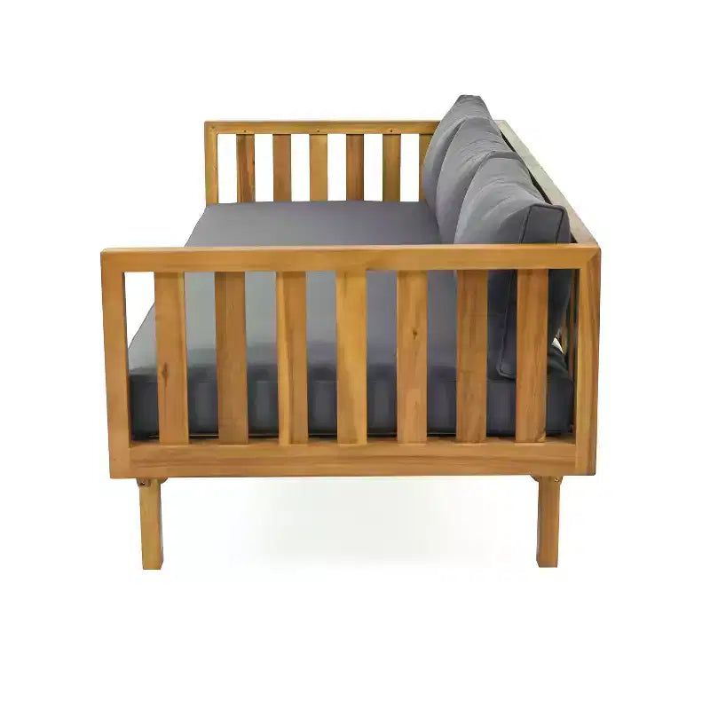 Christopher Knight Home Panfilo Lit de repos 3 places rembourré en bois d'acacia avec table basse
