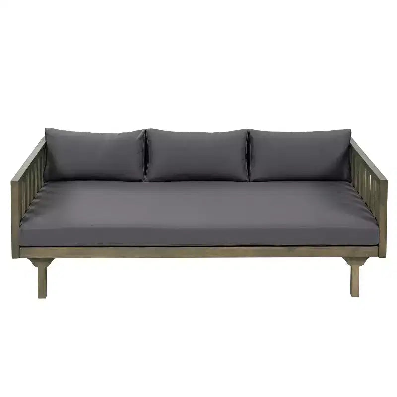 Christopher Knight Home Panfilo Lit de repos 3 places rembourré en bois d'acacia avec table basse