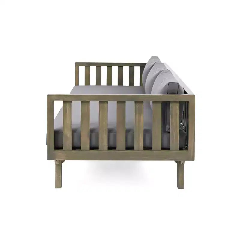 Christopher Knight Home Panfilo Lit de repos 3 places rembourré en bois d'acacia avec table basse
