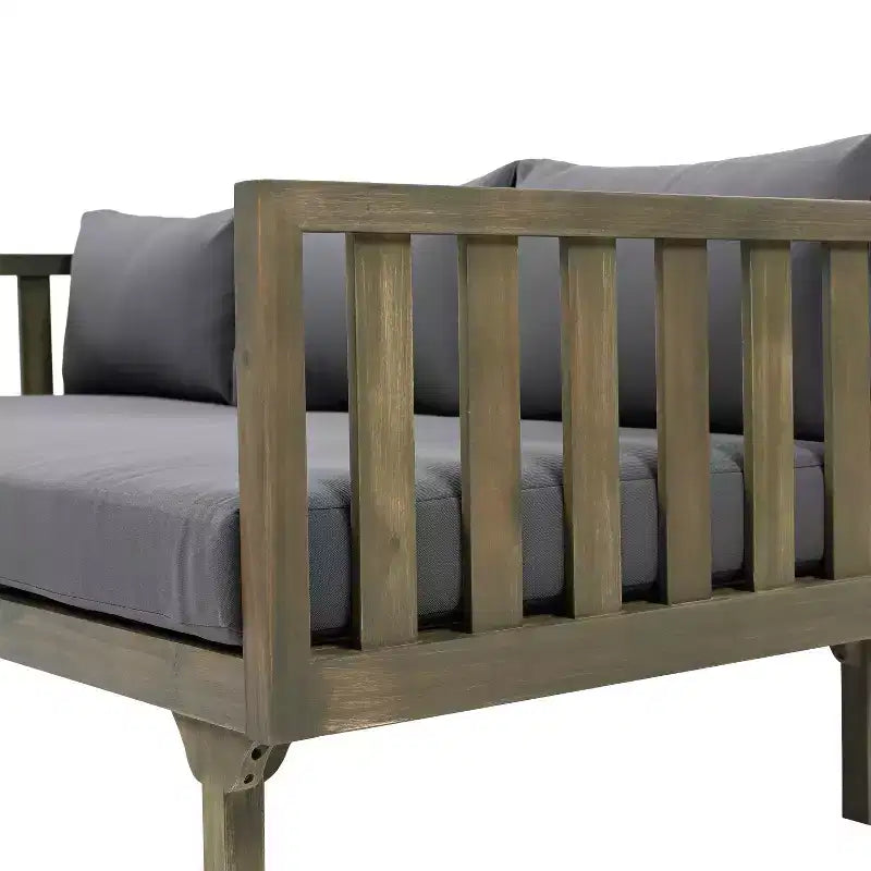 Christopher Knight Home Panfilo Lit de repos 3 places rembourré en bois d'acacia avec table basse