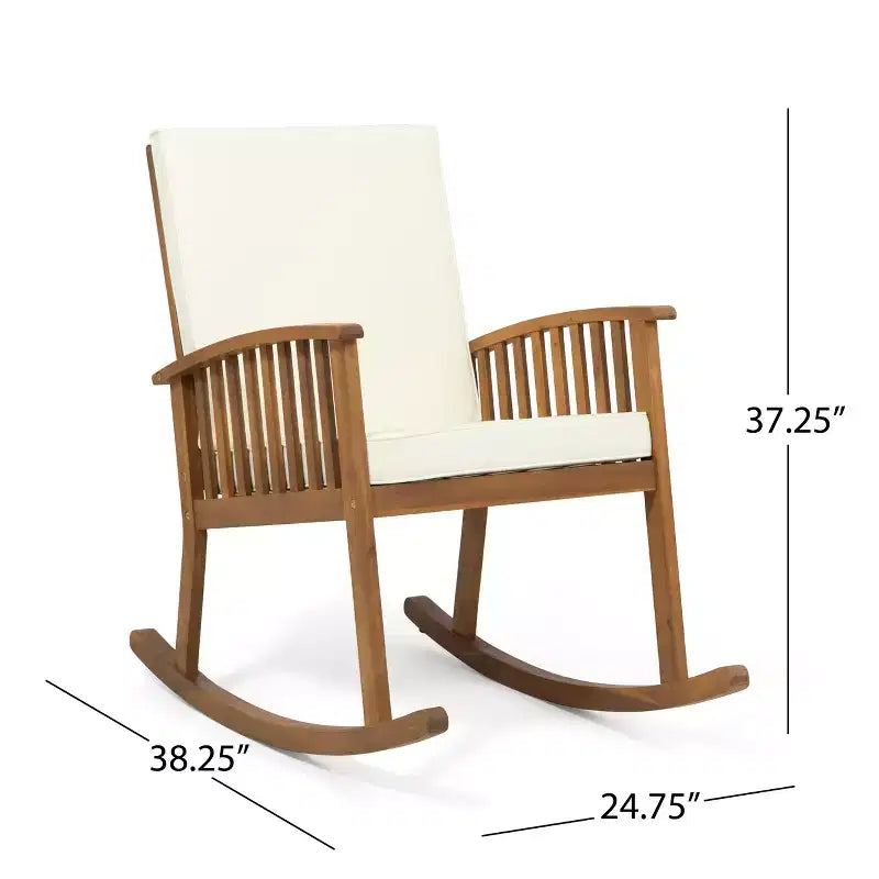 Christopher Knight Home Alabelle Ensemble de conversation 3 pièces avec rocking-chair et coussins en bois d'acacia, marron/crème