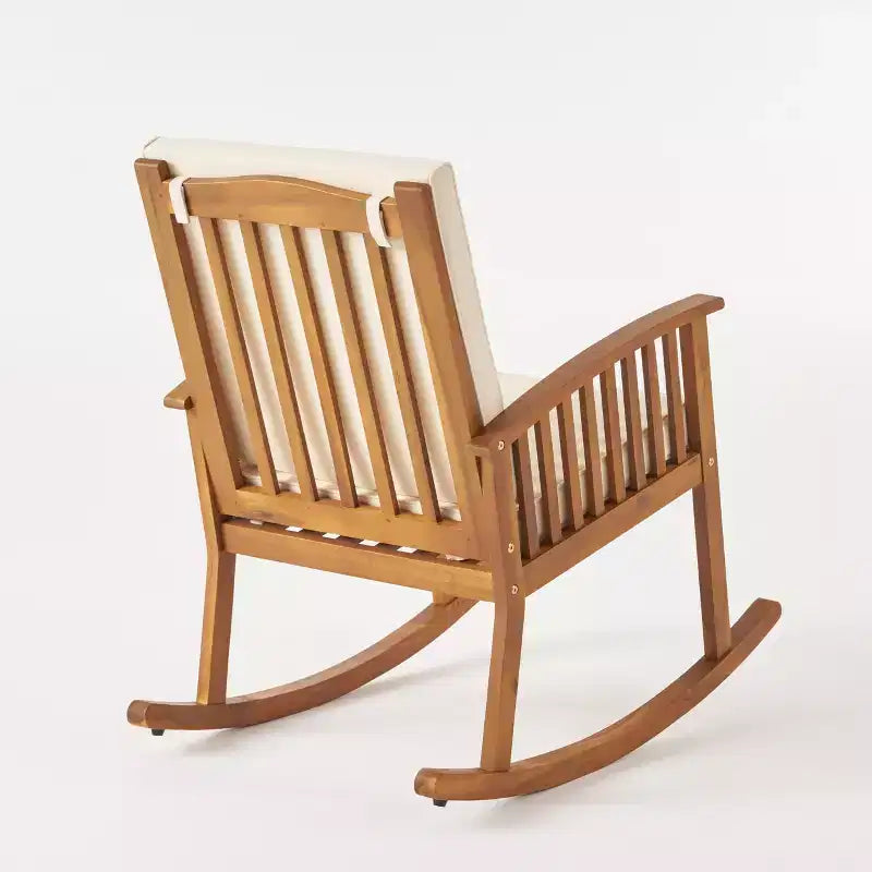 Christopher Knight Home Alabelle Ensemble de conversation 3 pièces avec rocking-chair et coussins en bois d'acacia, marron/crème