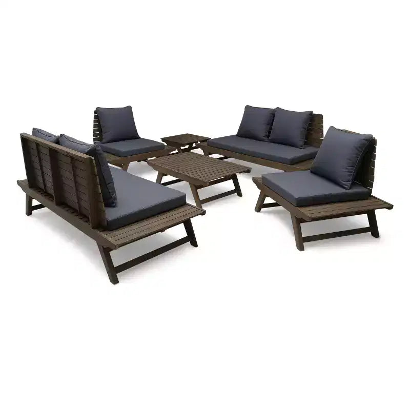Christopher Knight Home Sedona Ensemble de conversation d'extérieur 6 places en bois d'acacia avec coussins et table d'appoint