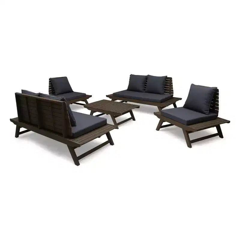 Ensemble de conversation d'extérieur 6 places Christopher Knight Home Sedona en bois d'acacia avec coussins