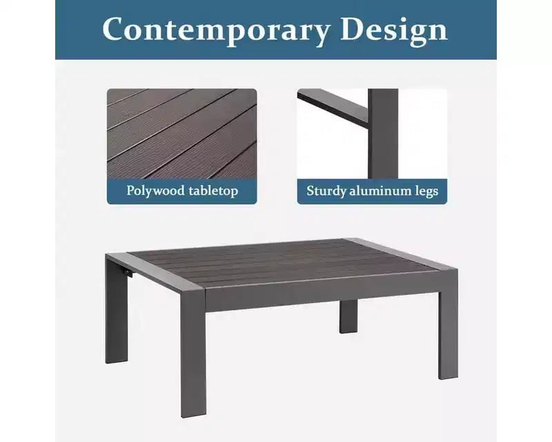 Heynemo Ensemble de mobilier de jardin en aluminium 4 places avec coussins, canapés modulables modernes pour terrasse et jardin