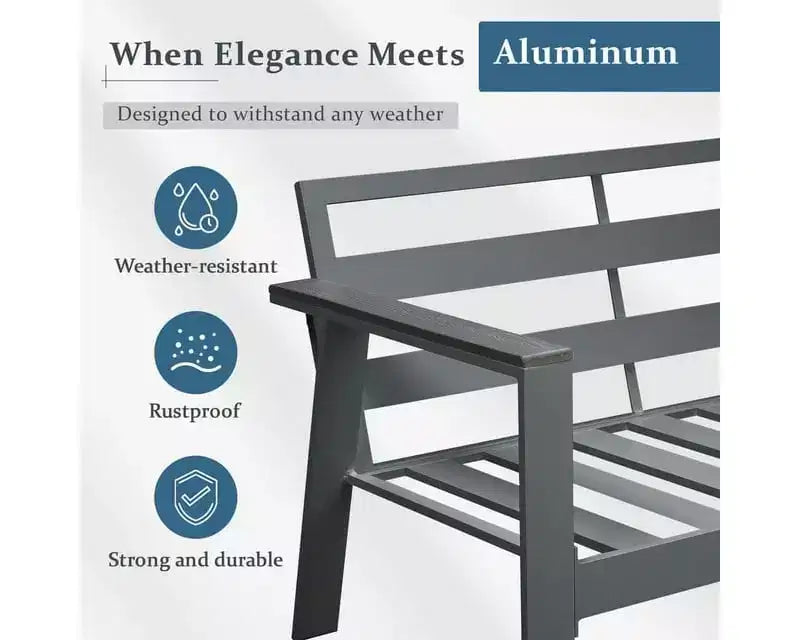 Heynemo Ensemble de mobilier de jardin en aluminium 4 places avec coussins, canapés modulables modernes pour terrasse et jardin