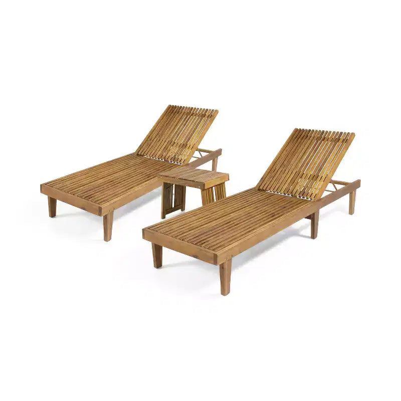 Christopher Knight Home Teresa Chaise longue réglable 3 pièces en bois d'acacia pour l'extérieur