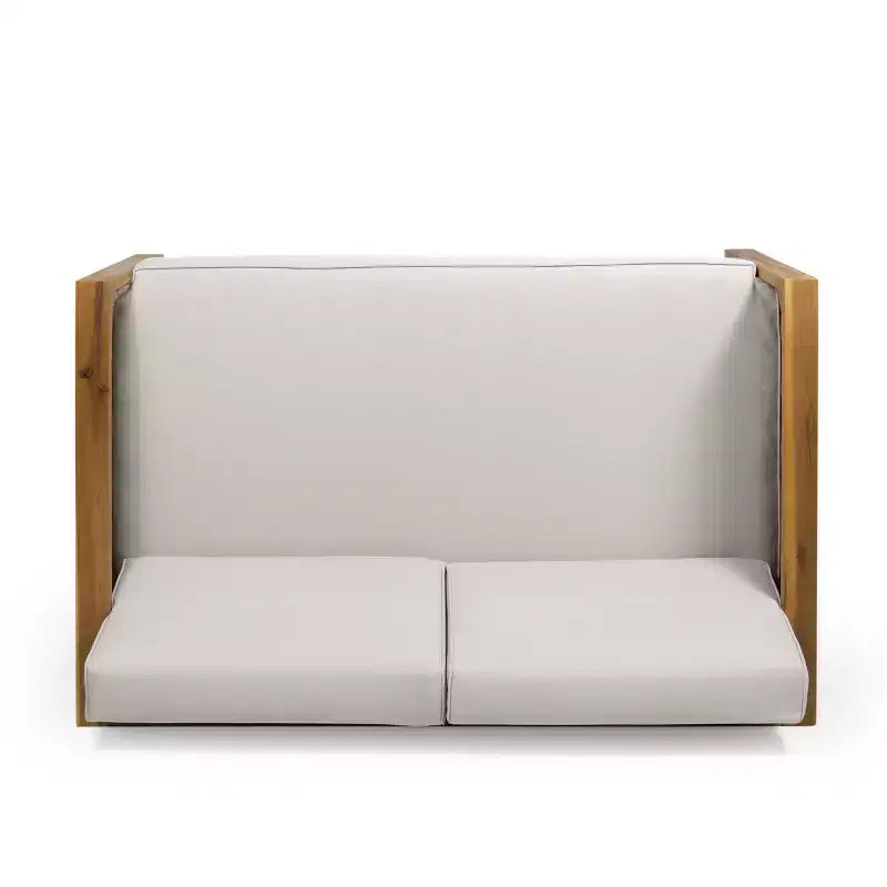 Ensemble de meubles de patio d'extérieur, ensemble de conversation en bois d'acacia avec chaises d'appoint en osier, causeuse et table basse - Merax
